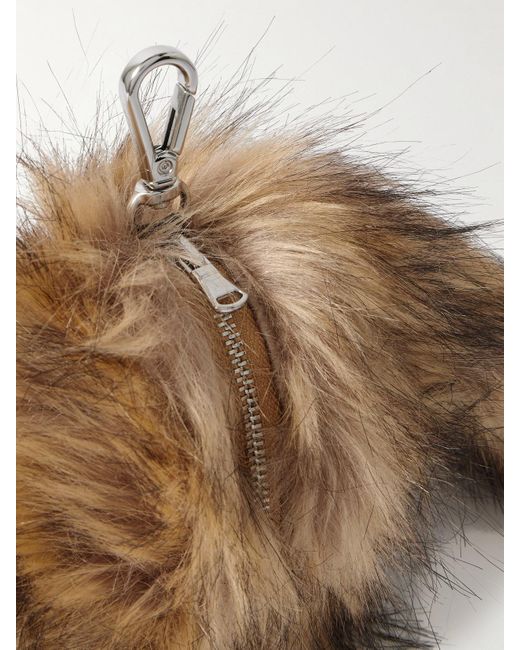 Simone Rocha Natural Crystal-Embellished Leather-Trimmed Plush Coin Purse Charm