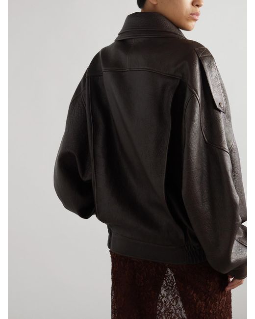 Saint Laurent Black Oversized-Jacke Aus Strukturiertem Leder