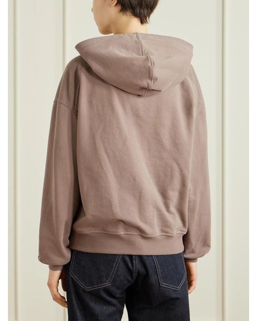 Brunello Cucinelli Brown Bead-Embellished Cotton-Jersey Zip-Up Hoodie