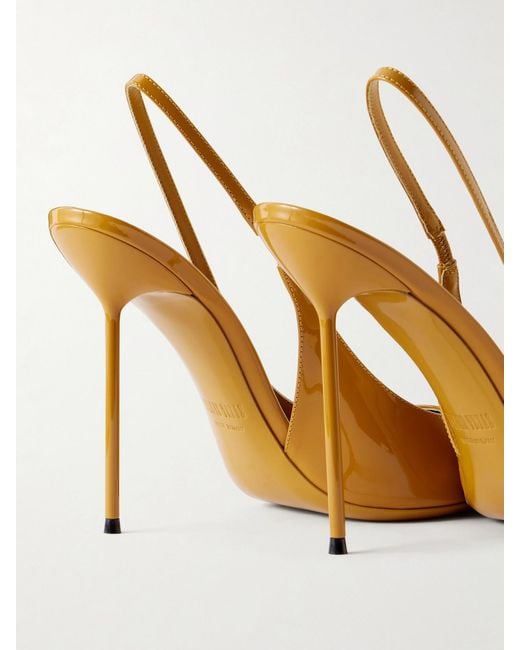 Paris Texas White 105 Lidia Patent-Leather Slingback Pumps