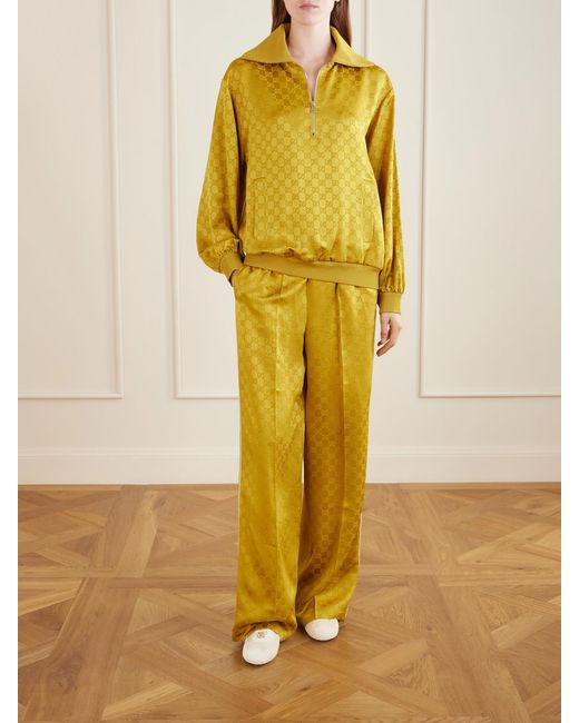 Gucci Yellow Satin-Jacquard Track Jacket