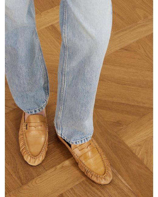 Saint Laurent White Le Loafer Eel Slippers