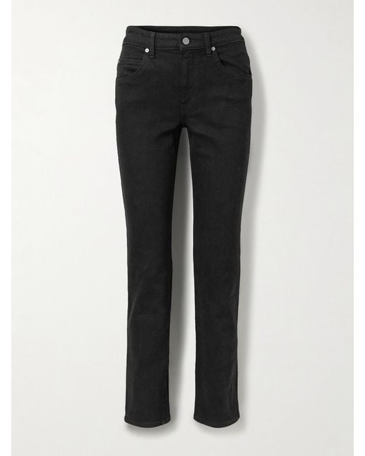 Khaite Black Vivian Mid-Rise Slim-Leg Jeans