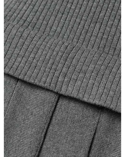 Khaite Gray Cassette Pleated Ribbed Wool-Blend Midi Dress
