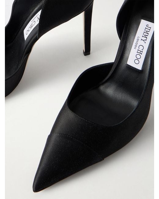 Jimmy Choo Black Brigitte 100 Satin Pumps