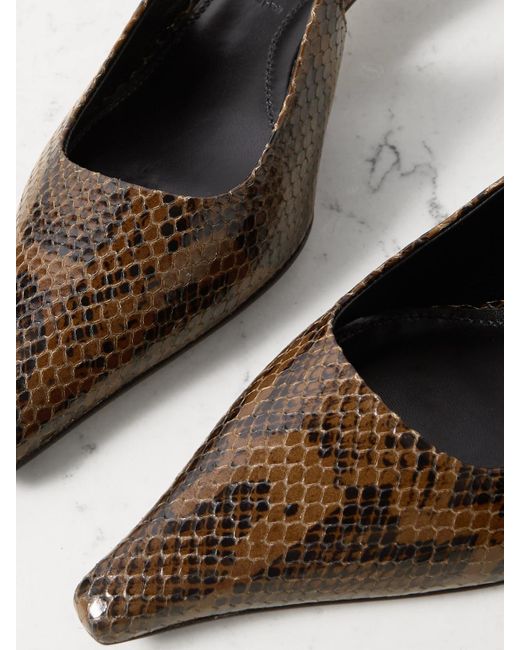 Aeyde Natural Catrina Slingback-Pumps Aus Leder Mit Schlangeneffekt
