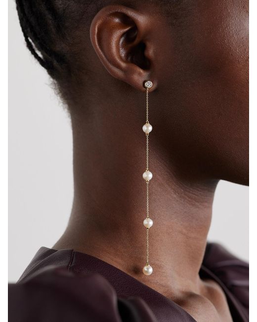 Mateo Natural 14-Karat, Diamond And Pearl Earrings