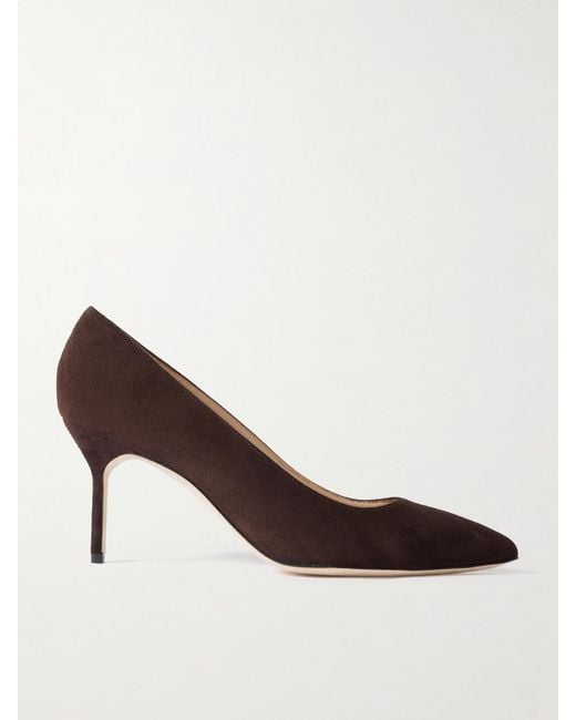Manolo Blahnik Brown Bb 70 Suede Pumps