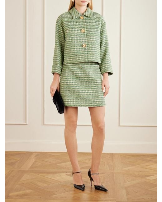 Carolina Herrera Green Cotton-Blend Tweed Jacket