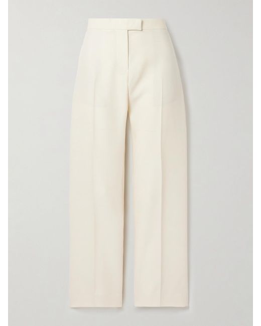 Khaite Natural Callen Wool And Silk-Blend Crepe Straight-Leg Pants