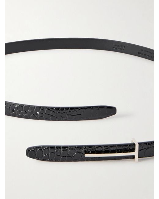 Tom Ford Black Croc-Effect Leather Belt