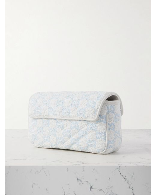 Gucci White Gg Marmont 2.0 Mini Schultertasche Aus Gestepptem Bouclé Mit Lederbesätzen