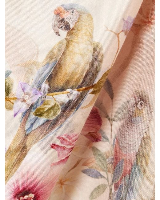 Zimmermann Natural Rebellion Tuck Tie-Detailed Printed Silk And Cotton-Blend Shorts