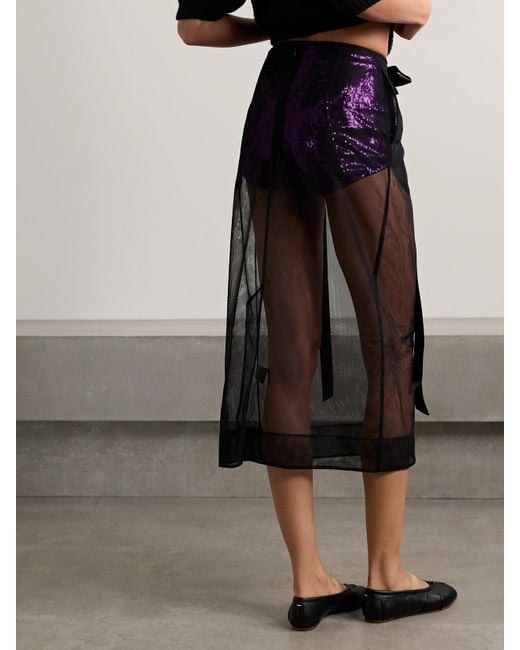 Simone Rocha Black Midirock Aus Tüll Mit Schleifen Aus Satin