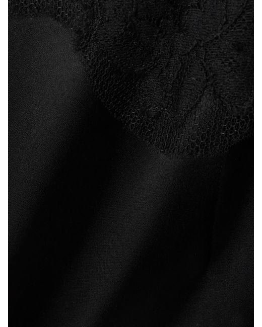 Dolce & Gabbana Black Midikleid Aus Satin Mit Spitzenbesätzen