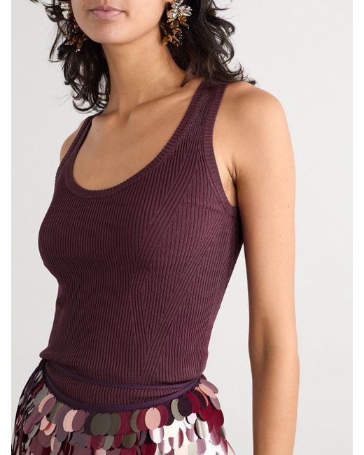 Dries Van Noten Purple Tanktop Aus Geripptem Stretch-Strick