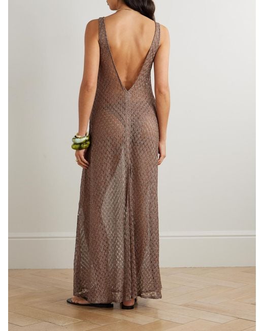 Missoni Brown Metallic Crochet-Knit Coverup