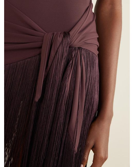 Taller Marmo Purple Artemis Swimsuit And Fringed Pareo Set