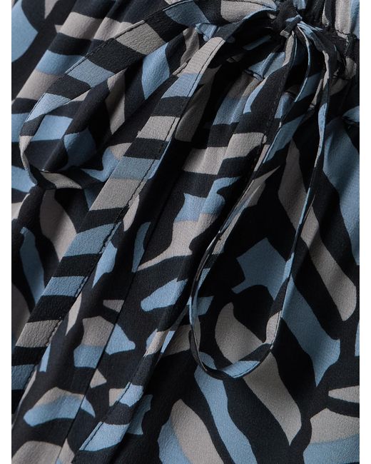 Matteau Blue Printed Silk Crepe De Chine Straight-Leg Pants