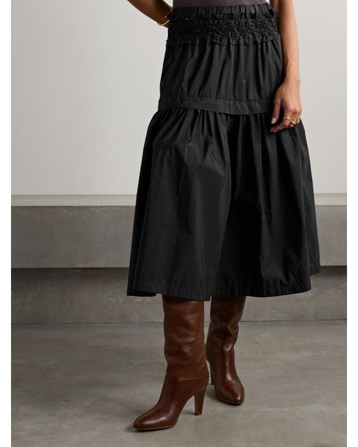 Jupe Midi En Taffetas À Smocks Belen Sea en coloris Black