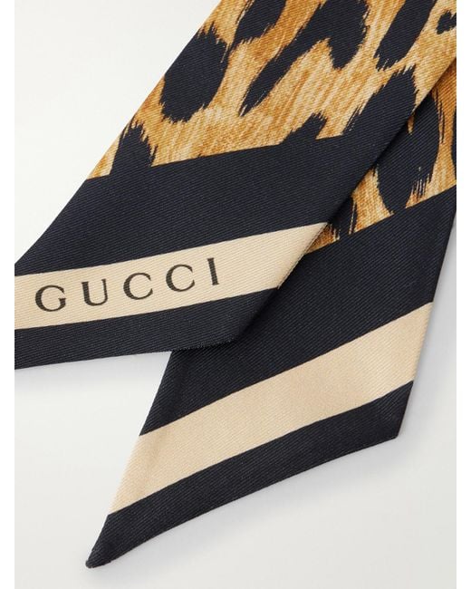 Gucci White Heritage Animal-Print Silk Twill Scarf
