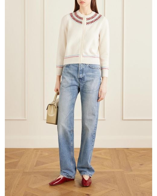 Doen Natural Olympe Embroidered Wool And Cashmere-Blend Cardigan
