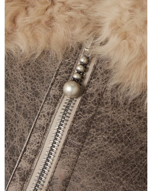 Acne Brown Distressed Shearling Jacket