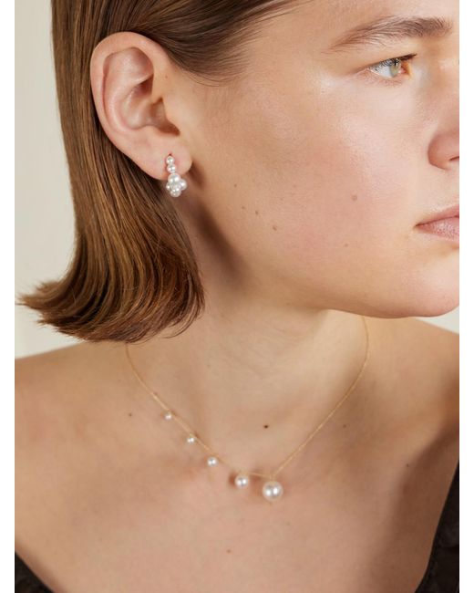 Sophie Bille Brahe Natural Boucle Botticelli 14-Karat Recycled Pearl Hoop Earrings