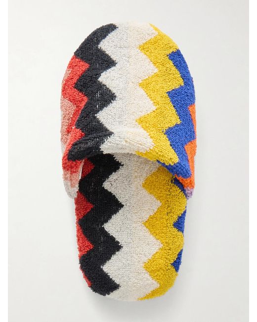 Missoni White Striped Cotton-Terry Slippers