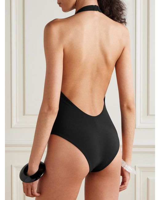 Kiki de Montparnasse Black Echauffe Neckholder-Badeanzug