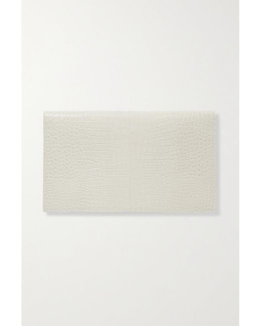 Saint Laurent Natural Uptown Croc-Effect Leather Pouch