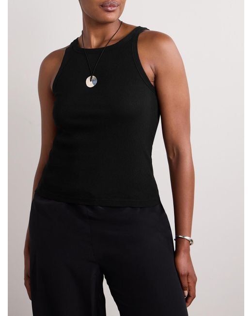 Nili Lotan Black Jennifer Ribbed Cotton-Jersey Tank