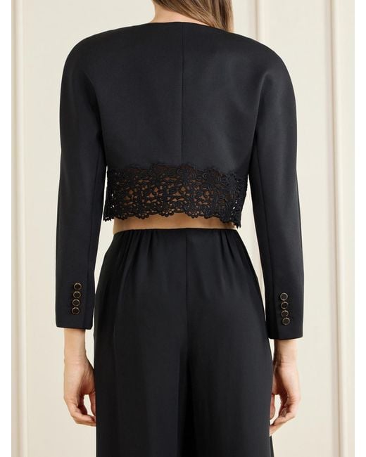 Chloé Black Lace-Embroidered Wool Evening Jacket
