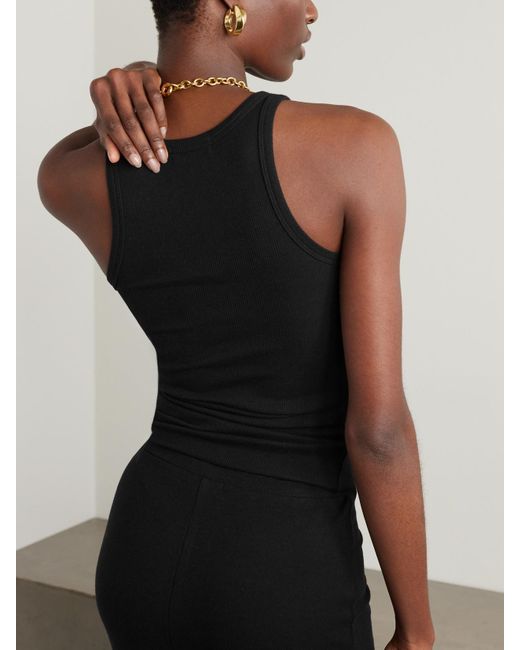 ÉTERNE Black Tanktop Aus Geripptem Stretch-Jersey