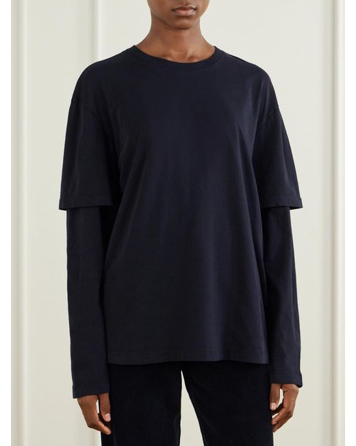 Agolde Blue Lois Layered Organic Cotton-Jersey T-Shirt