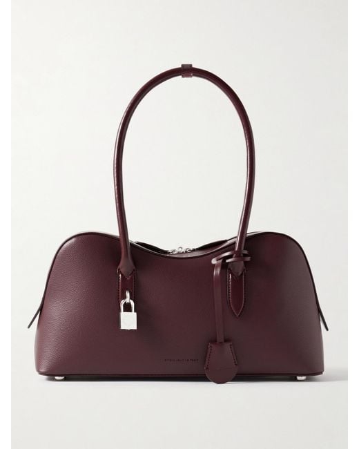 Stella McCartney Purple Ryder Logo-Embossed Embellished Textured Vegan Tote
