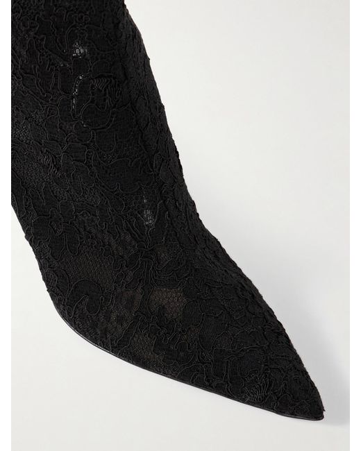 Gianvito Rossi Black Claudia 85 Corded Lace Knee Boots