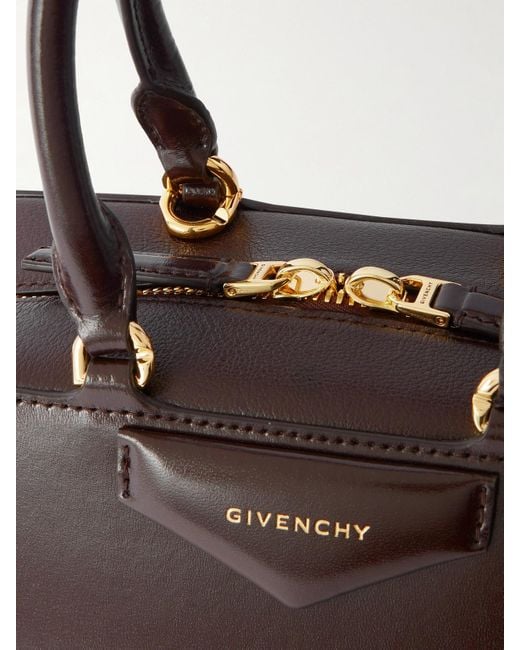 Givenchy Brown Antigona East-West Small Glossed-Leather Tote