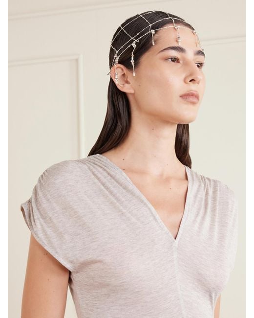 Rabanne White Chainmail Beads-Embellished Headpiece