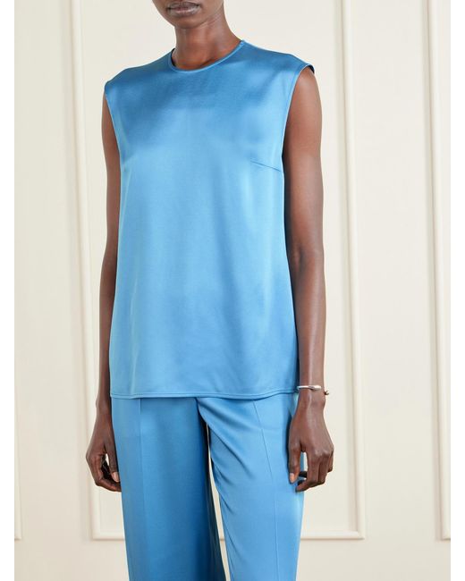 Stella McCartney Blue Darted Satin Top