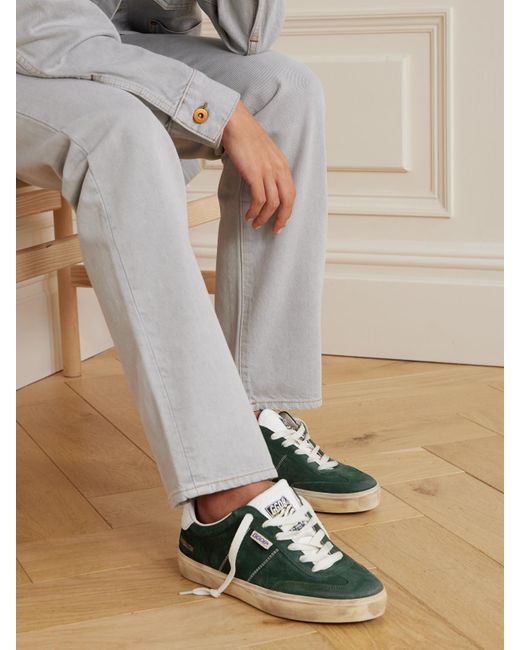 Golden Goose Deluxe Brand Green Soul-Star Leather-Trimmed Suede Sneakers