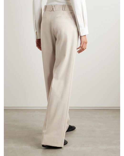 Proenza Schouler White Savannah Pleated Wool-Gabardine Wide-Leg Pants