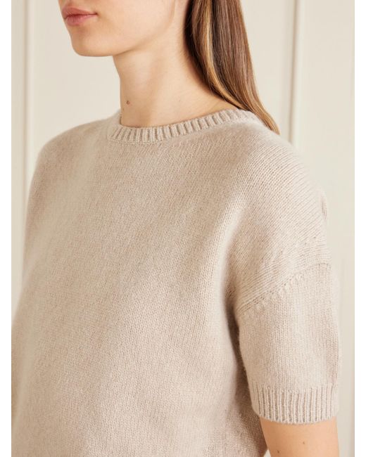 Khaite Natural Golden Cropped Cashmere Sweater