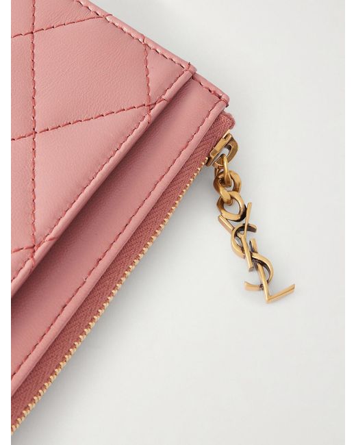 Saint Laurent Pink Quilted Leather Wallet