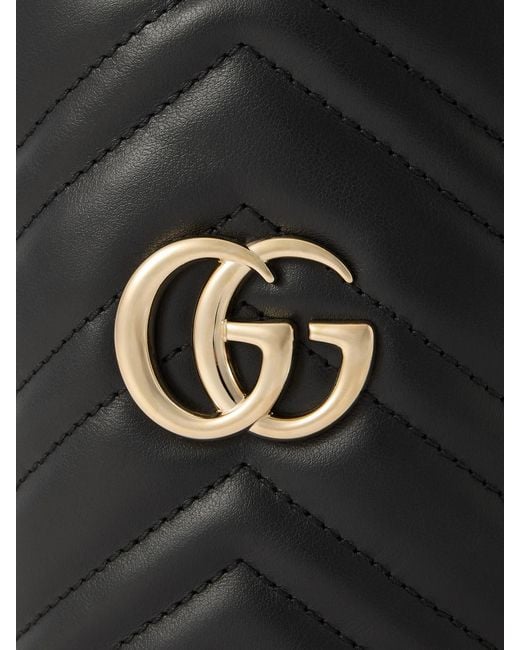 Gucci Black Gg Marmont Mini Matelassé Leather Bucket Bag