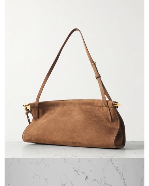 Alaïa Brown Click Medium Nubuck Shoulder Bag