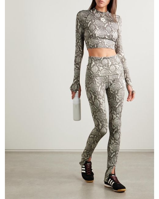 Adidas By Stella McCartney Gray Snake-Print Recycled-Stretch Leggings