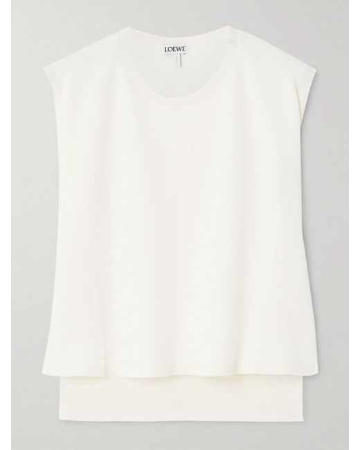Loewe White Mehrlagiges Oberteil Aus Woll-Jersey