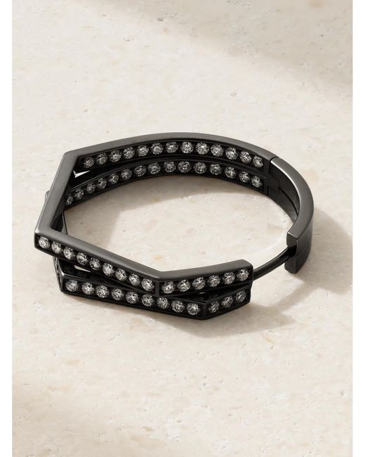Repossi Natural Antifer Medium 18-Karat Blackened Diamond Single Hoop Earring
