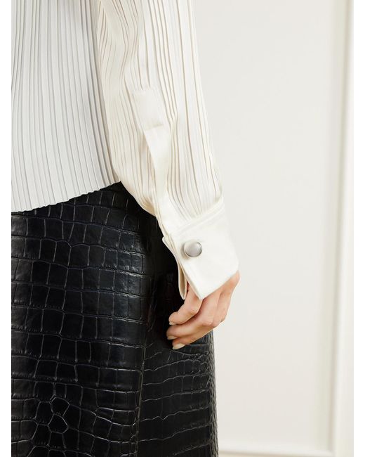 Lanvin Natural Pleated Charmeuse Blouse
